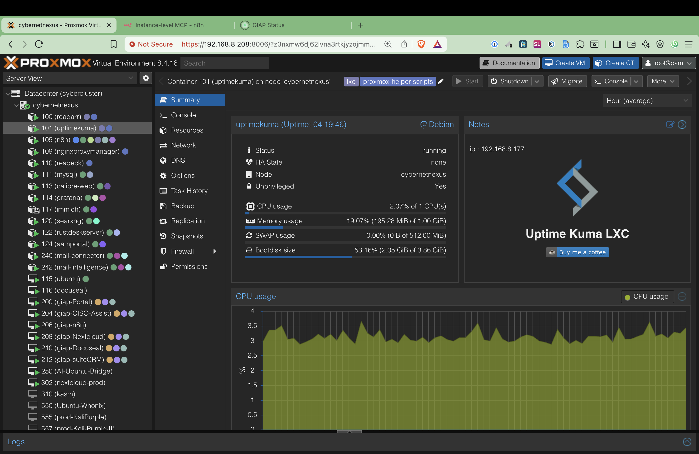 Proxmox VM List showing 48 VMs across 2 nodes